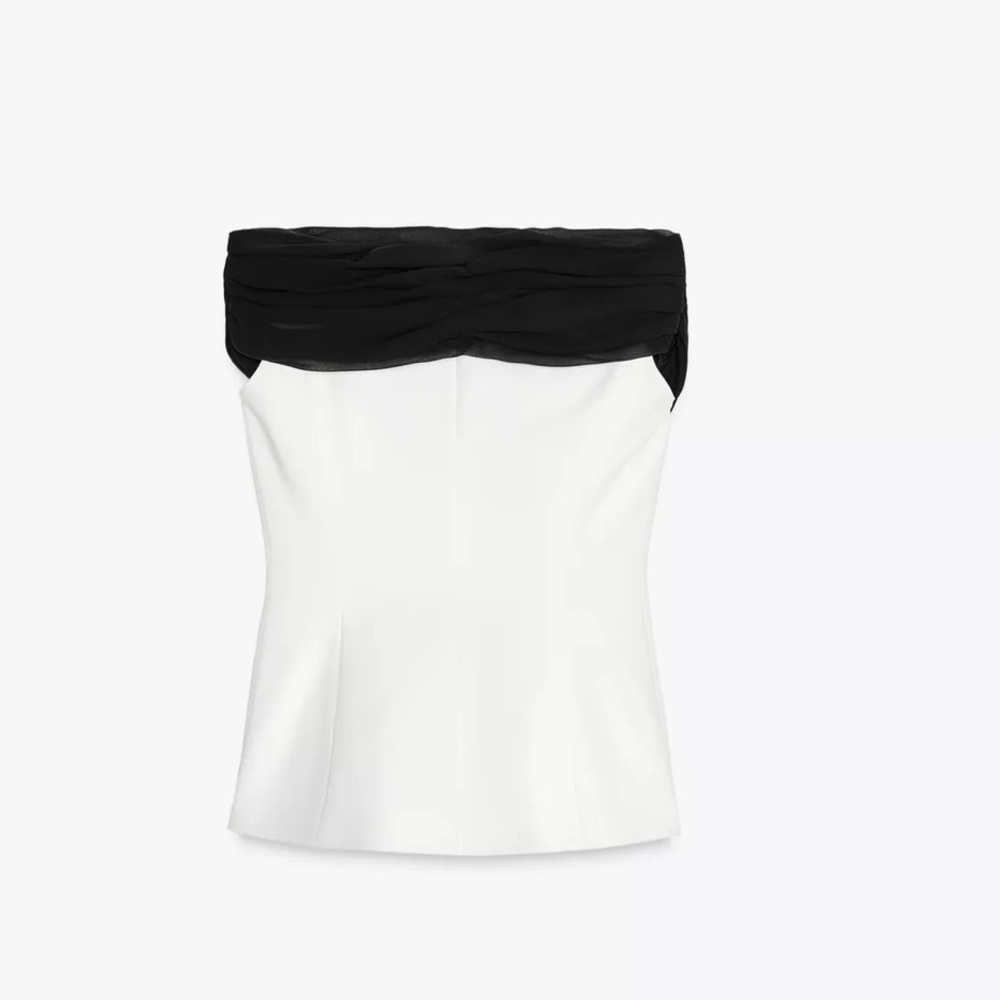 Zara NWT contrast bustier top white black 3327/597 - Picture 3 of 11